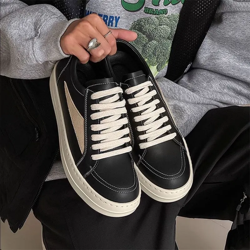 Men's Retro Low-Top Sneakers American Style, Inverted Triangle Design, Cleanfit Niche Shoes, Thick Sole, All-Match High Street German Training Trendy Shoes showcase 2