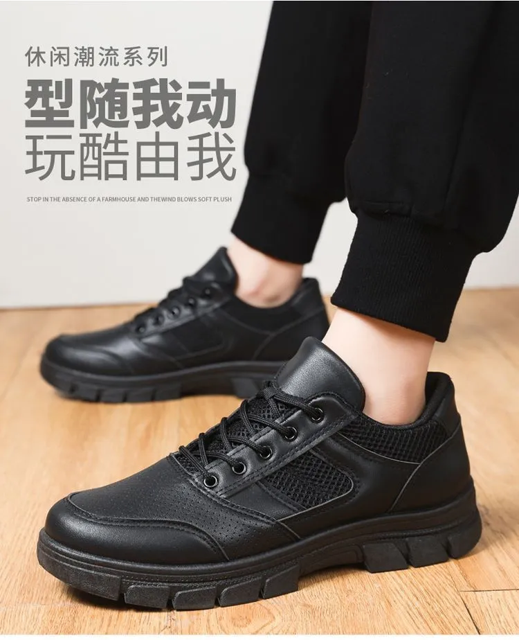Men's All Black Training Shoes Waterproof Non-Slip Work Shoes Size 39-46 - Durable Casual Shoes for Construction, Security, and Outdoor Activities showcase 13