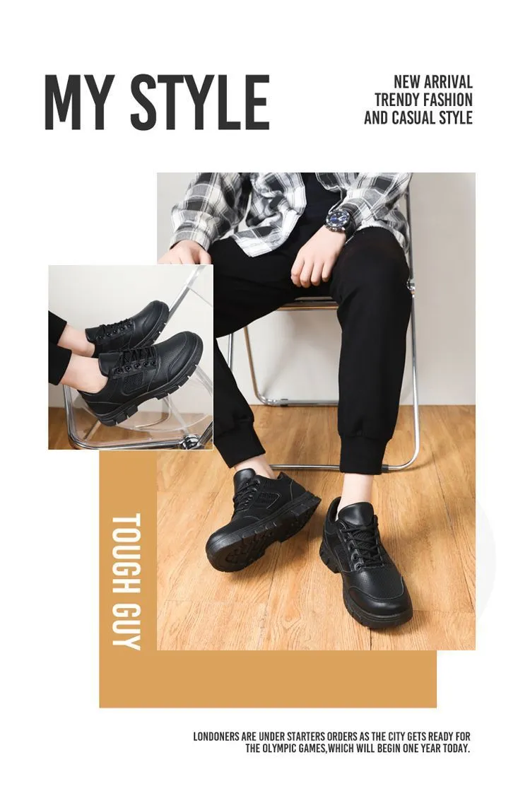Men's All Black Training Shoes Waterproof Non-Slip Work Shoes Size 39-46 - Durable Casual Shoes for Construction, Security, and Outdoor Activities showcase 14