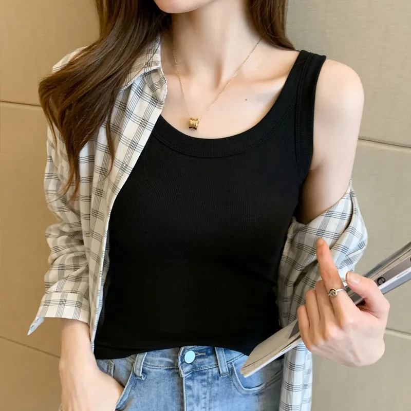 Women's Sleeveless Camisole Top - Versatile Anti-Exposure Inner Layer, Slim Fit Korean Style Summer Outerwear Tank Top for Ladies thumbnail 7