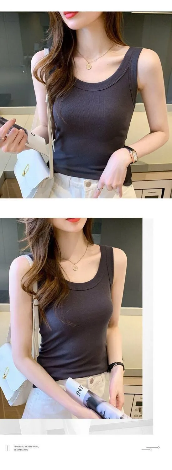 Women's Sleeveless Camisole Top - Versatile Anti-Exposure Inner Layer, Slim Fit Korean Style Summer Outerwear Tank Top for Ladies showcase 10