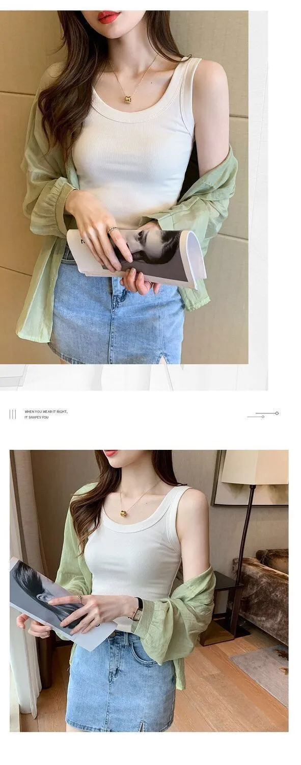 Women's Sleeveless Camisole Top - Versatile Anti-Exposure Inner Layer, Slim Fit Korean Style Summer Outerwear Tank Top for Ladies showcase 4
