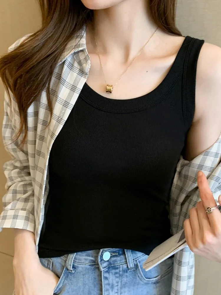 Women's Sleeveless Camisole Top - Versatile Anti-Exposure Inner Layer, Slim Fit Korean Style Summer Outerwear Tank Top for Ladies showcase 15
