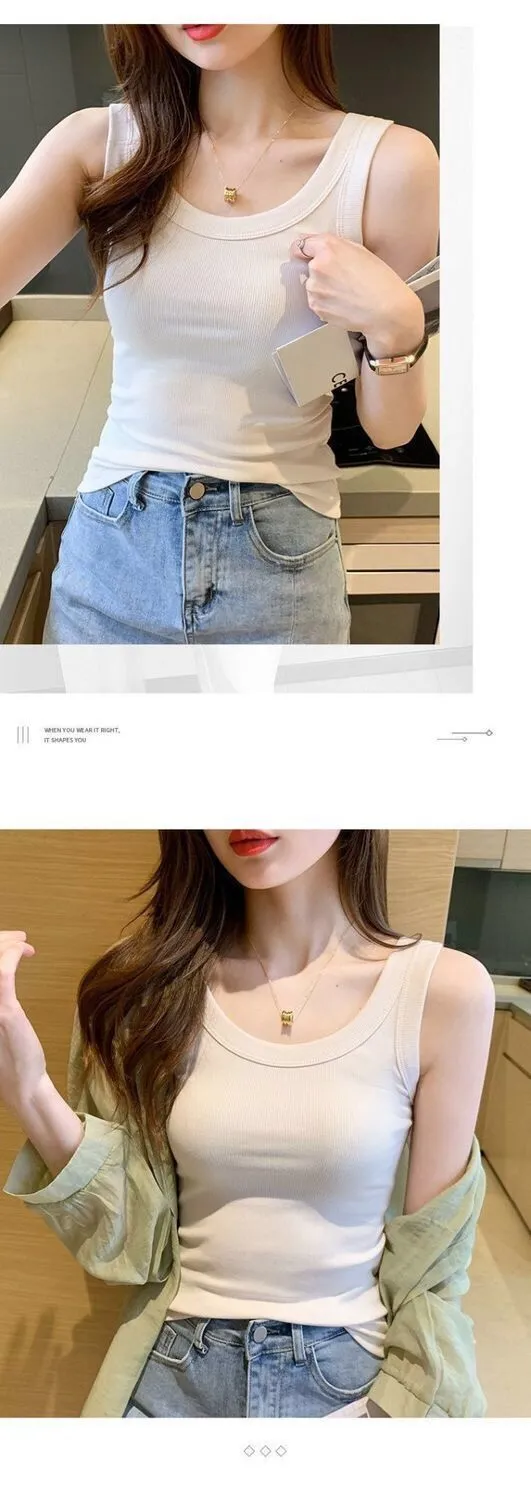 Women's Sleeveless Camisole Top - Versatile Anti-Exposure Inner Layer, Slim Fit Korean Style Summer Outerwear Tank Top for Ladies showcase 5