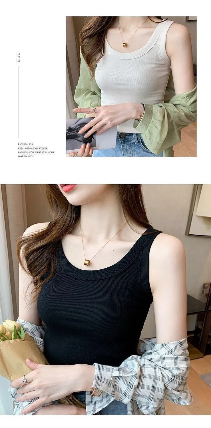 Women's Sleeveless Camisole Top - Versatile Anti-Exposure Inner Layer, Slim Fit Korean Style Summer Outerwear Tank Top for Ladies showcase 6