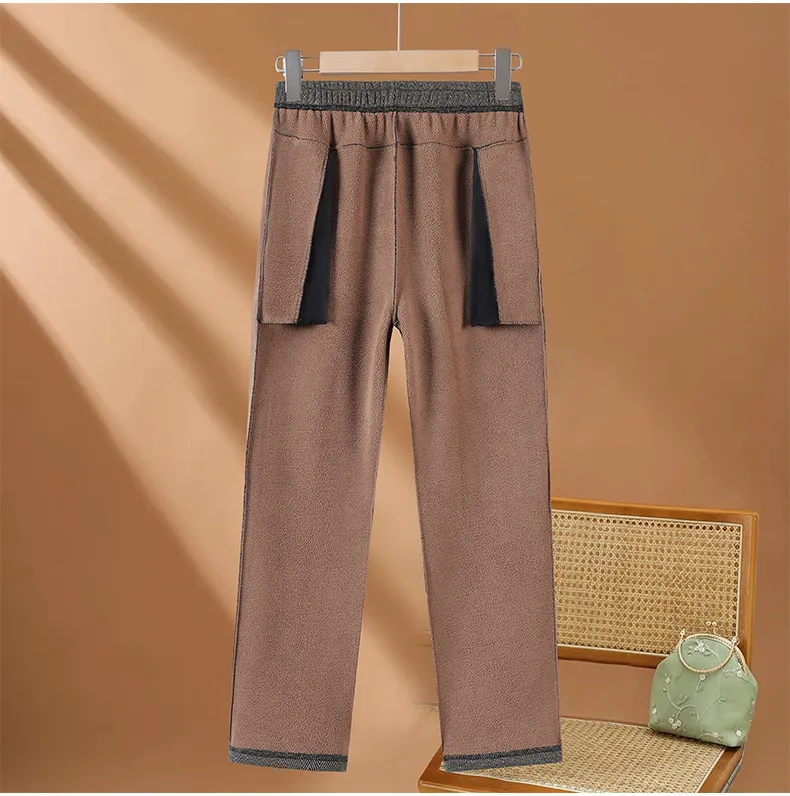 Women's Fleece Lined Pants Elastic Waist Straight Leg Trousers Warm Winter Autumn Comfortable Loose Fit for Elderly Mothers Grandmothers 60+ Years Old showcase 18