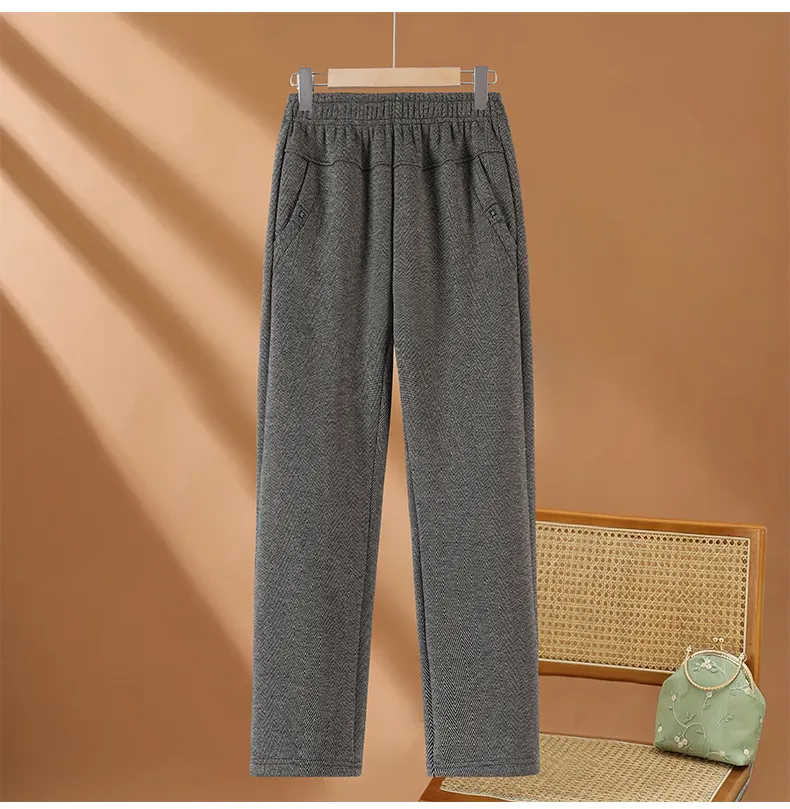 Women's Fleece Lined Pants Elastic Waist Straight Leg Trousers Warm Winter Autumn Comfortable Loose Fit for Elderly Mothers Grandmothers 60+ Years Old showcase 15