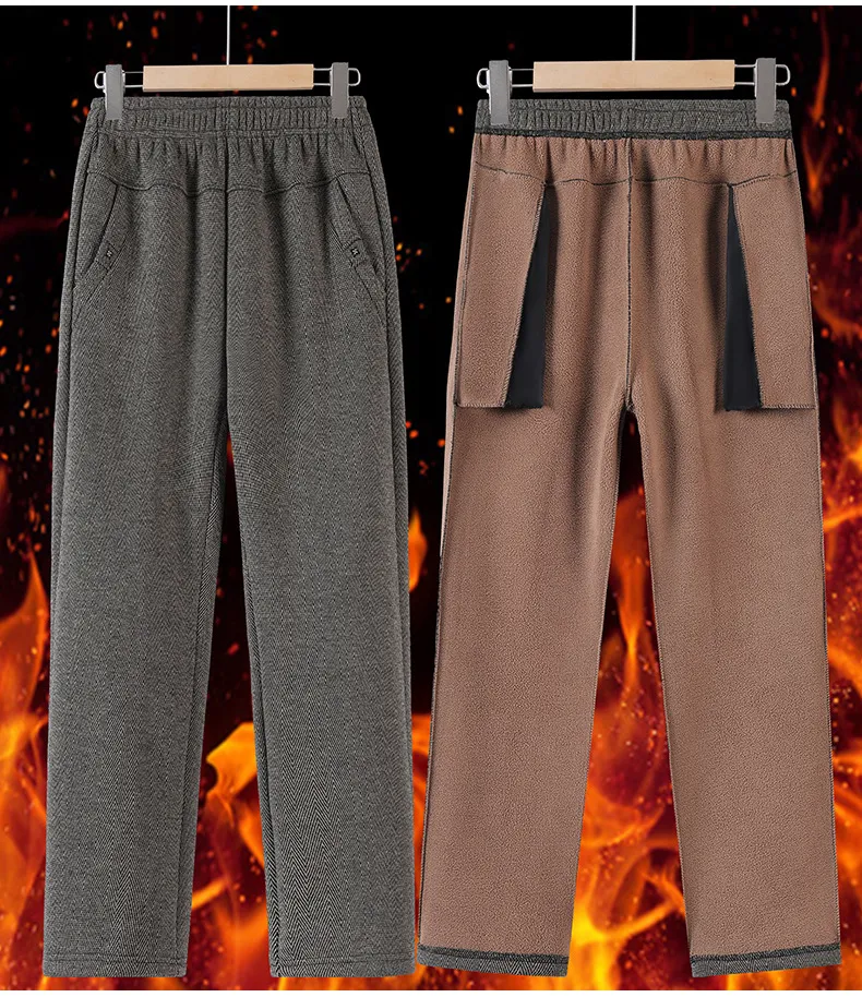 Women's Fleece Lined Pants Elastic Waist Straight Leg Trousers Warm Winter Autumn Comfortable Loose Fit for Elderly Mothers Grandmothers 60+ Years Old showcase 12