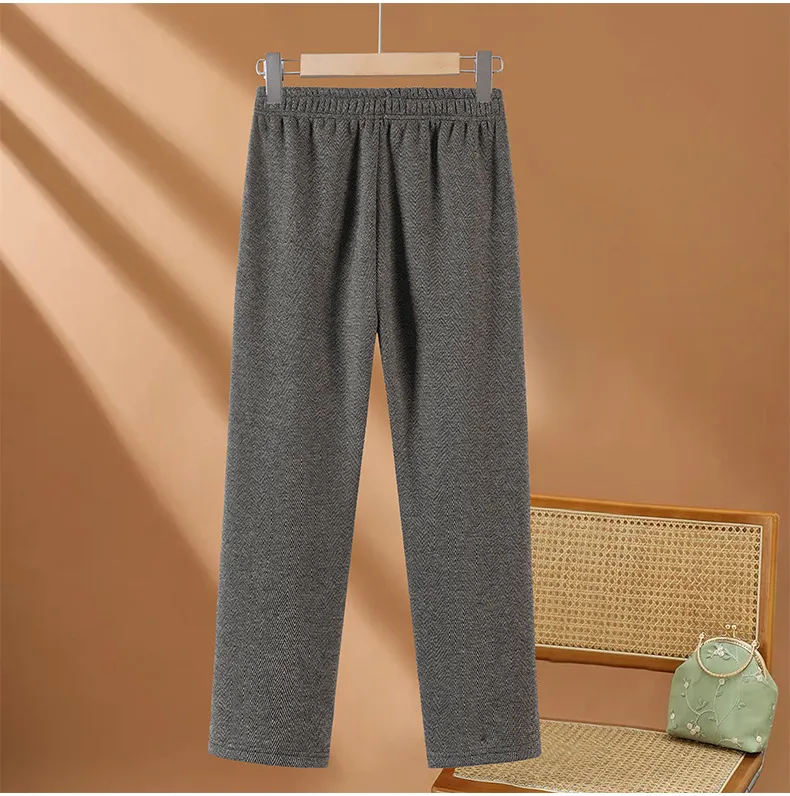 Women's Fleece Lined Pants Elastic Waist Straight Leg Trousers Warm Winter Autumn Comfortable Loose Fit for Elderly Mothers Grandmothers 60+ Years Old showcase 17