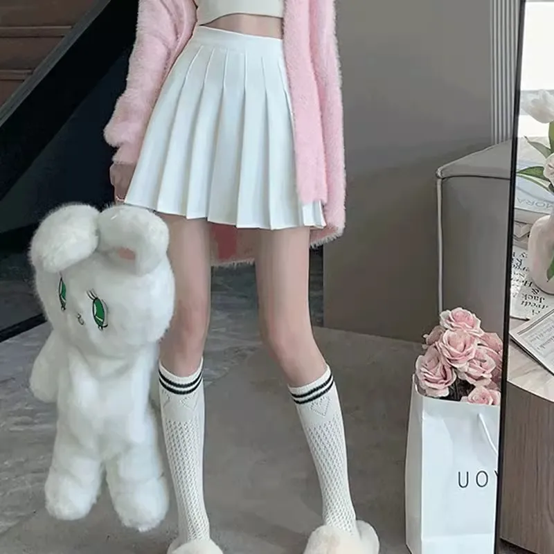 Plus Size Pleated Skirt for Women - High Waist A-Line Skirt, Slimming, Academy Style, Brown, Autumn Winter Fashion 2024 thumbnail 8