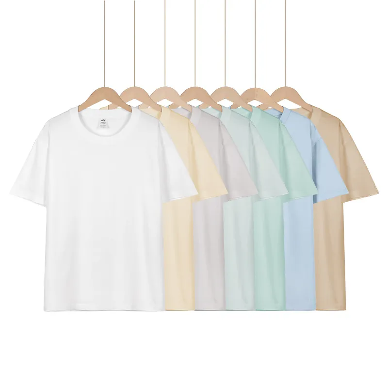 Heavy Cotton T-Shirt Women's Japanese Style Round Neck Short Sleeve Top Solid Color Tee Men's Wholesale Casual Shirts Unisex Fashion thumbnail 3
