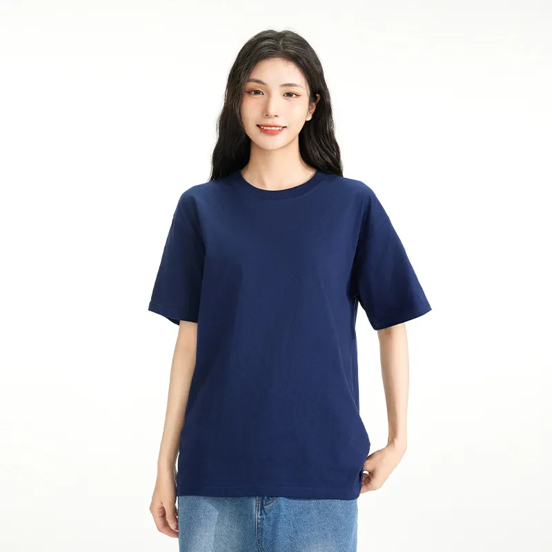 Heavy Cotton T-Shirt Women's Japanese Style Round Neck Short Sleeve Top Solid Color Tee Men's Wholesale Casual Shirts Unisex Fashion showcase 10