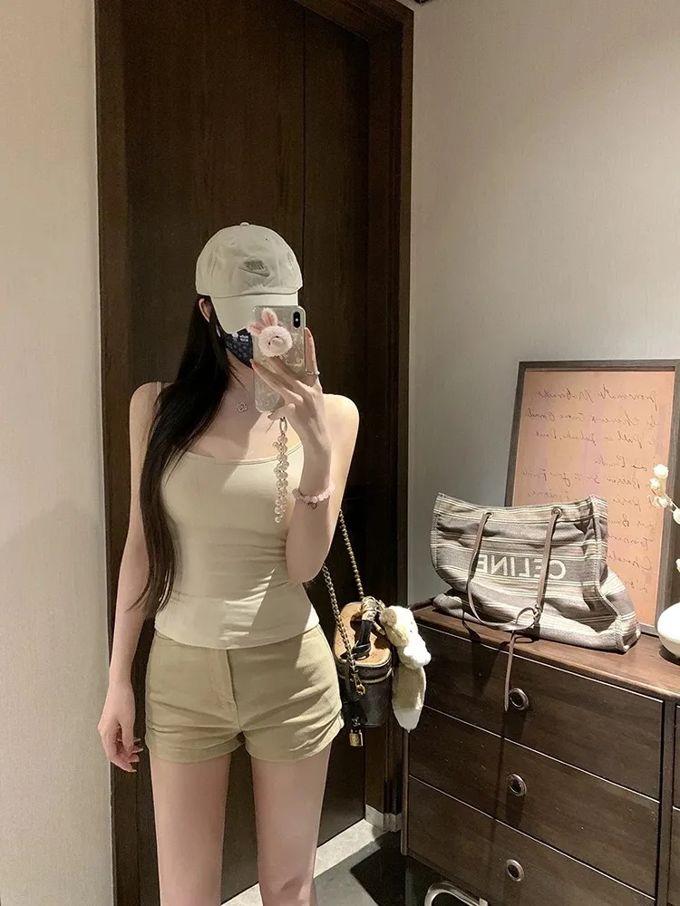 Women's White Sling Top Adjustable Straps Removable Chest Pad Versatile Basic Cami Top Comfortable Everyday Wear showcase 20