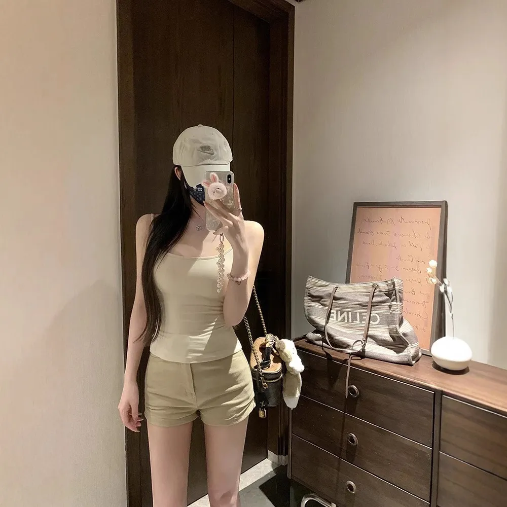 Women's White Sling Top Adjustable Straps Removable Chest Pad Versatile Basic Cami Top Comfortable Everyday Wear thumbnail 3