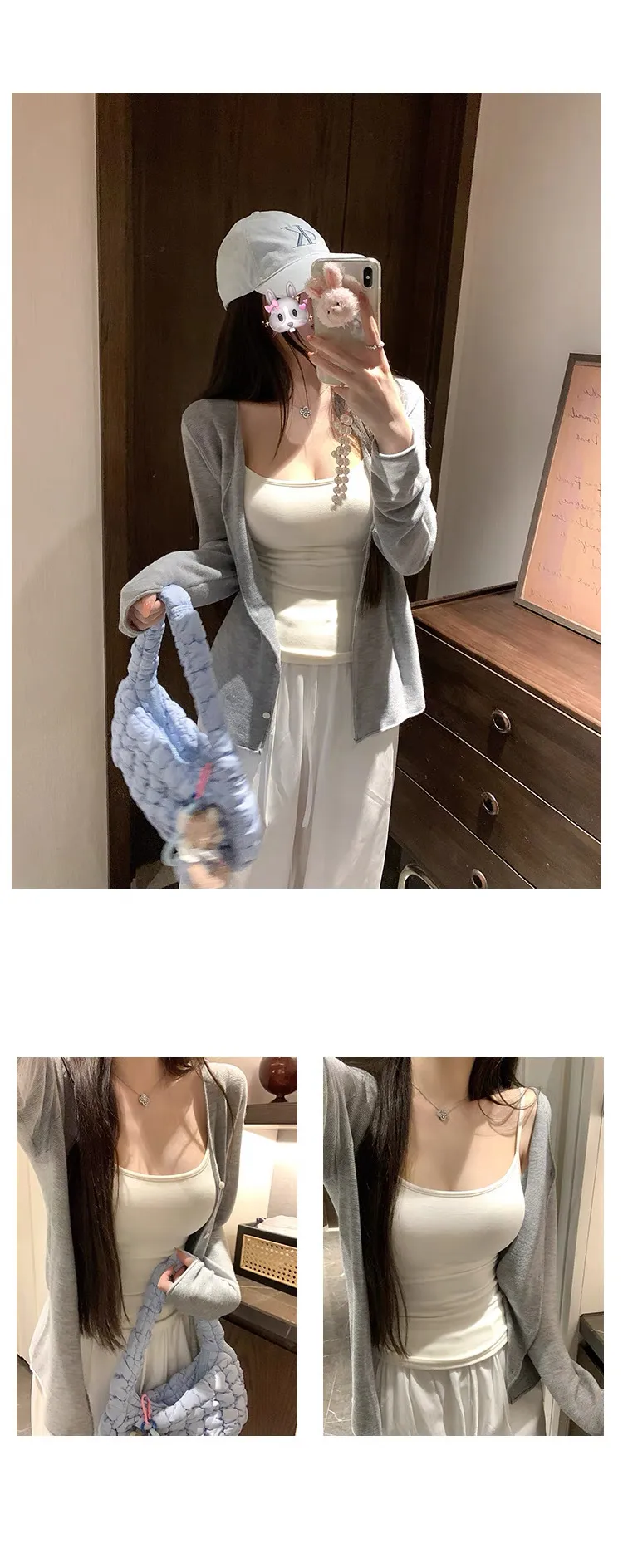 Women's White Sling Top Adjustable Straps Removable Chest Pad Versatile Basic Cami Top Comfortable Everyday Wear showcase 17