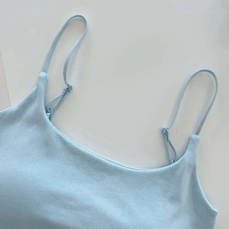 Women's Summer Cotton Camisole Top with Built-in Chest Pad - Sleeveless Pleated Tank Top for Casual Wear, Slimming Fit, Beautiful Back Design showcase 3