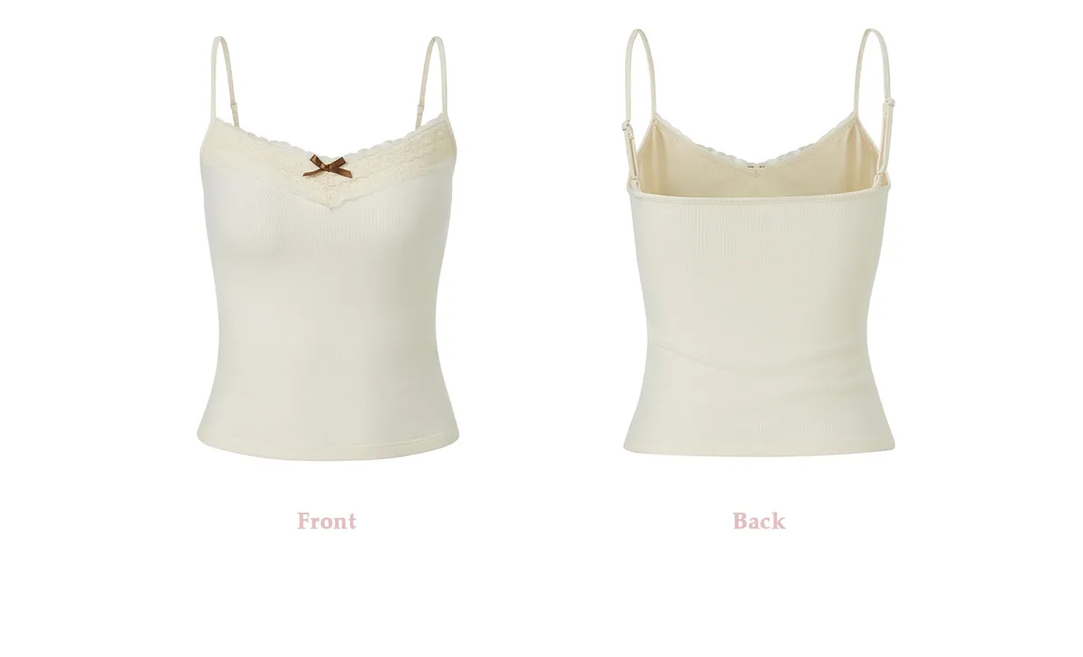 Women's Lace Camisole Top with Built-in Bra Pads - Sexy Sleeveless Bowknot Design Slim Fit Tank Top for Summer showcase 9