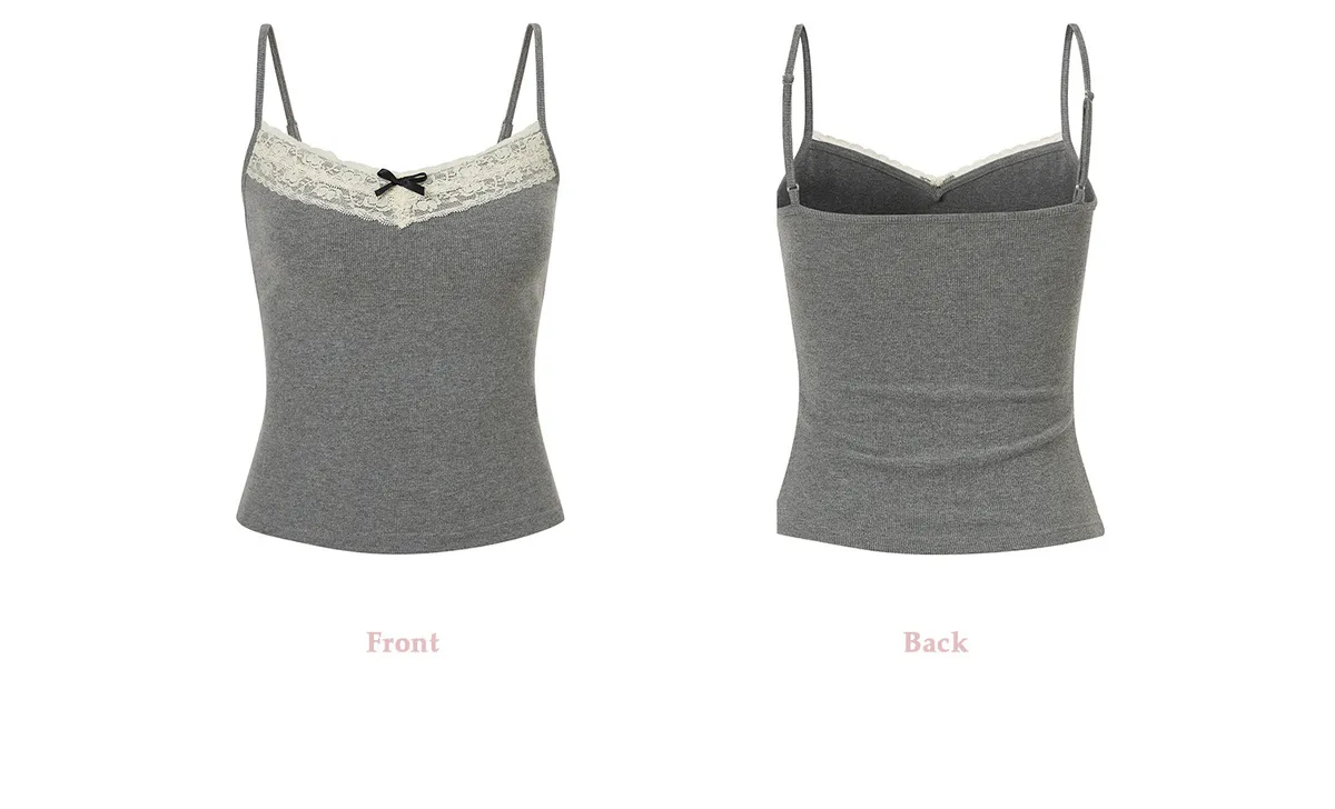 Women's Lace Camisole Top with Built-in Bra Pads - Sexy Sleeveless Bowknot Design Slim Fit Tank Top for Summer showcase 8