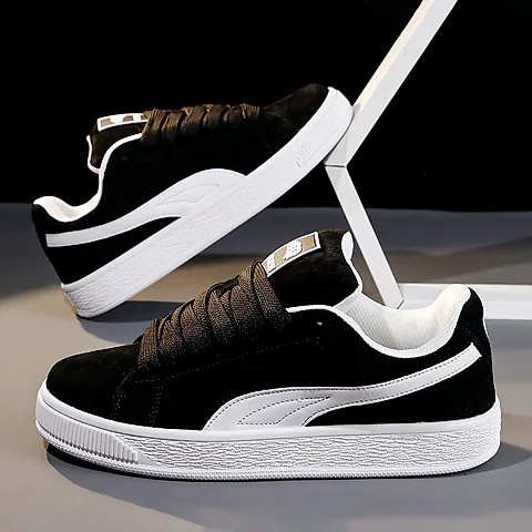 Men's and Women's Casual Loafers Sneakers - Low Top Thick Soled Fashion Shoes - Trendy Retro White Shoes for Couples