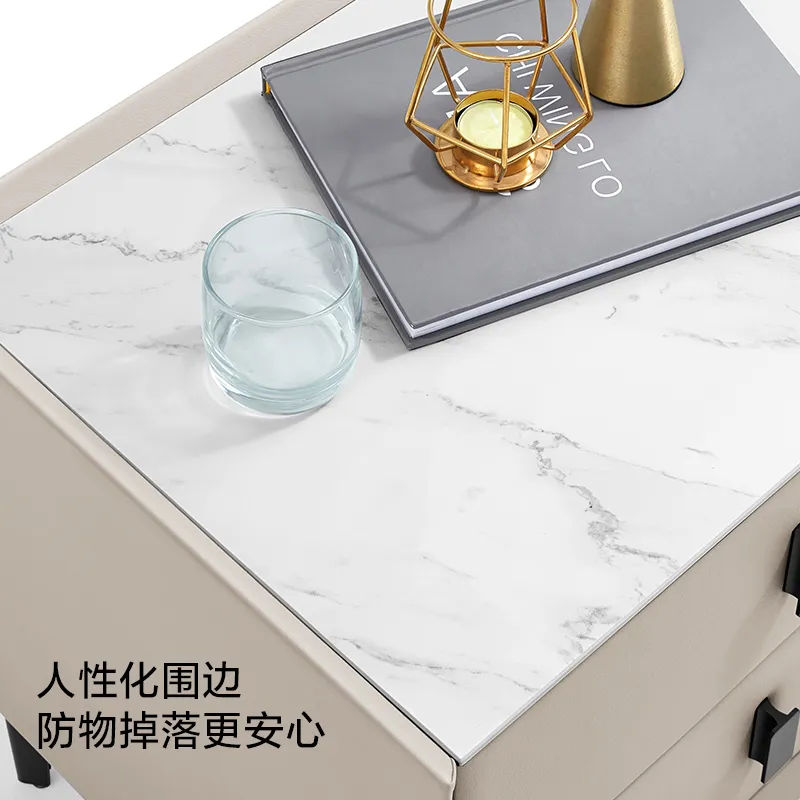 Modern Bedside Table with Light Luxury Feel - Slate Bedroom Nightstand with Storage Cabinet - Simple, High-End Design for Contemporary Bedrooms thumbnail 4