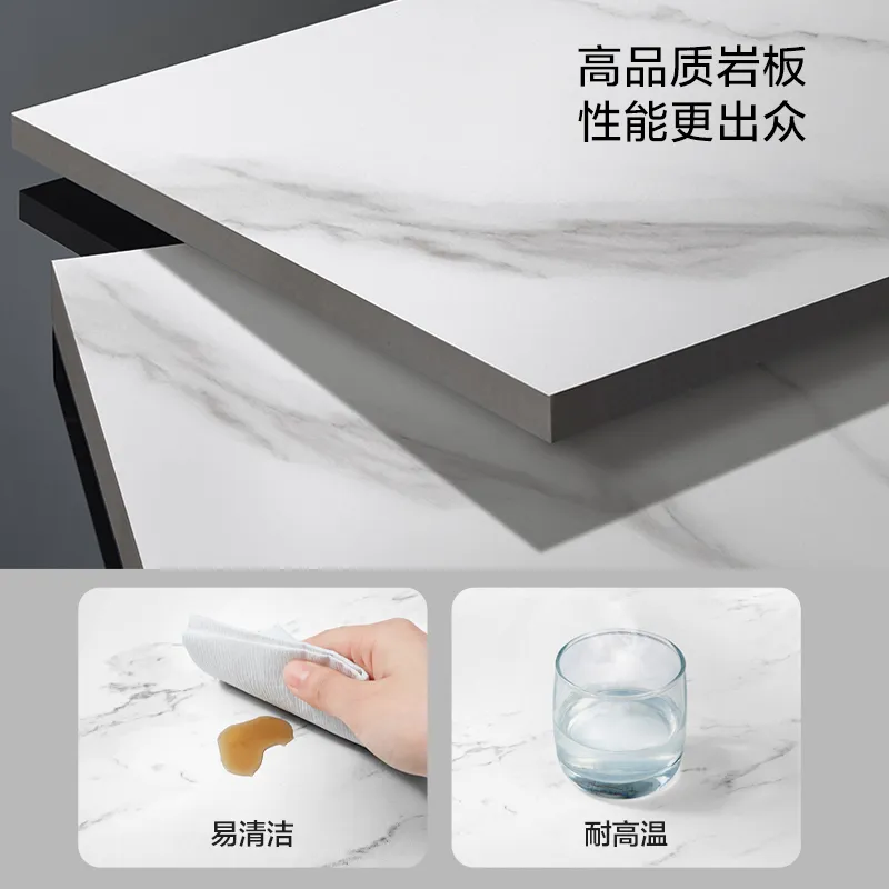 Modern Bedside Table with Light Luxury Feel - Slate Bedroom Nightstand with Storage Cabinet - Simple, High-End Design for Contemporary Bedrooms thumbnail 3