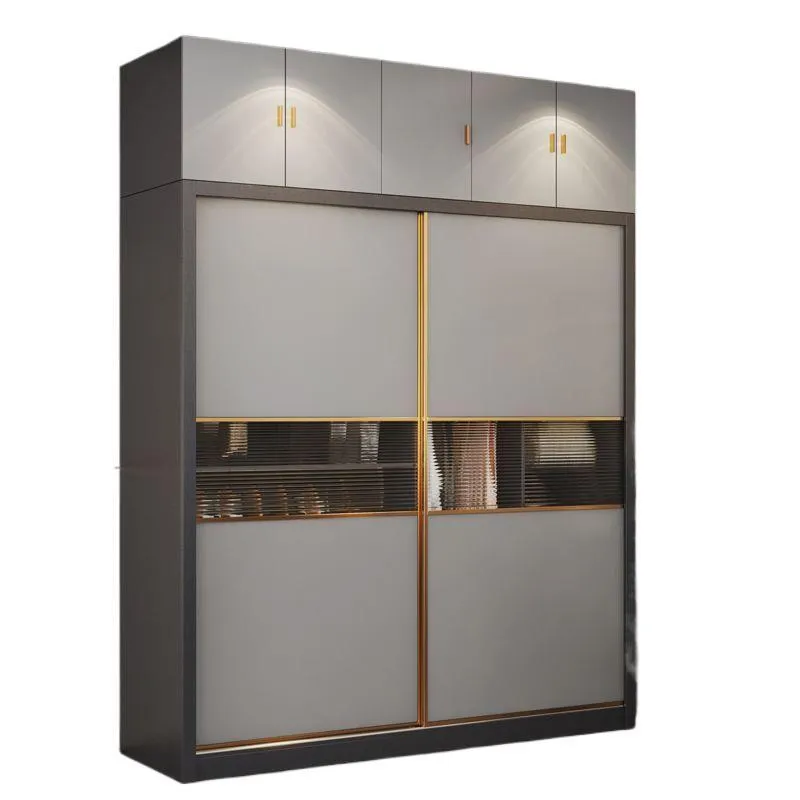 Modern Minimalist Wardrobe Closet for Home Bedroom - Nordic Style Sliding Door Master Bedroom Storage Cabinet Combination - Large Clothes Organizer thumbnail 5