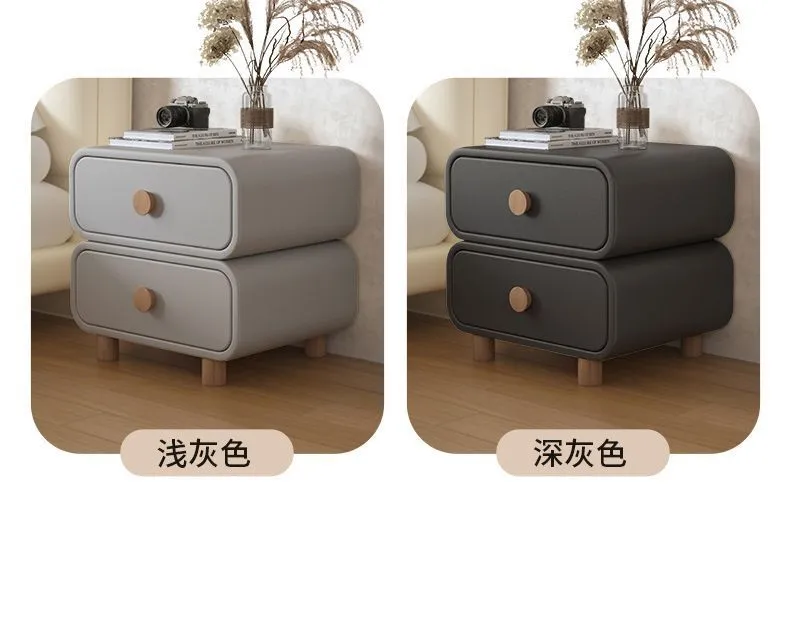 Modern Bedside Table Nightstand - Cream Leather Accent Cabinet with Solid Wood Frame - Simple, Installation-Free Style for Bedroom Storage showcase 7