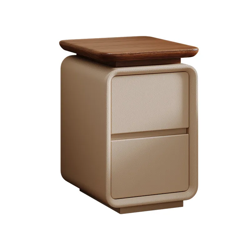 Solid Wood Bedside Table Cream Style - Small High-End Natural Wood Nightstand Storage Cabinet for Home Bedroom - 2025 New Model thumbnail 5