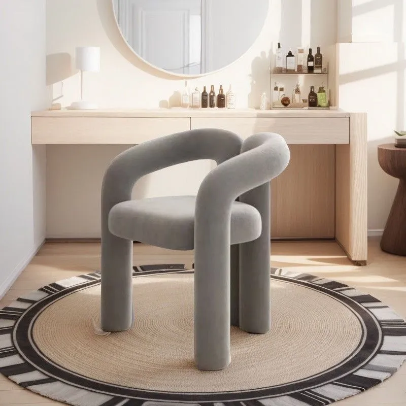 Modern Manicure Chair Light Luxury Cream Makeup Stool Beauty Salon Chair with Backrest Dressing Chair for Bedroom Home Internet Celebrity Style thumbnail 3
