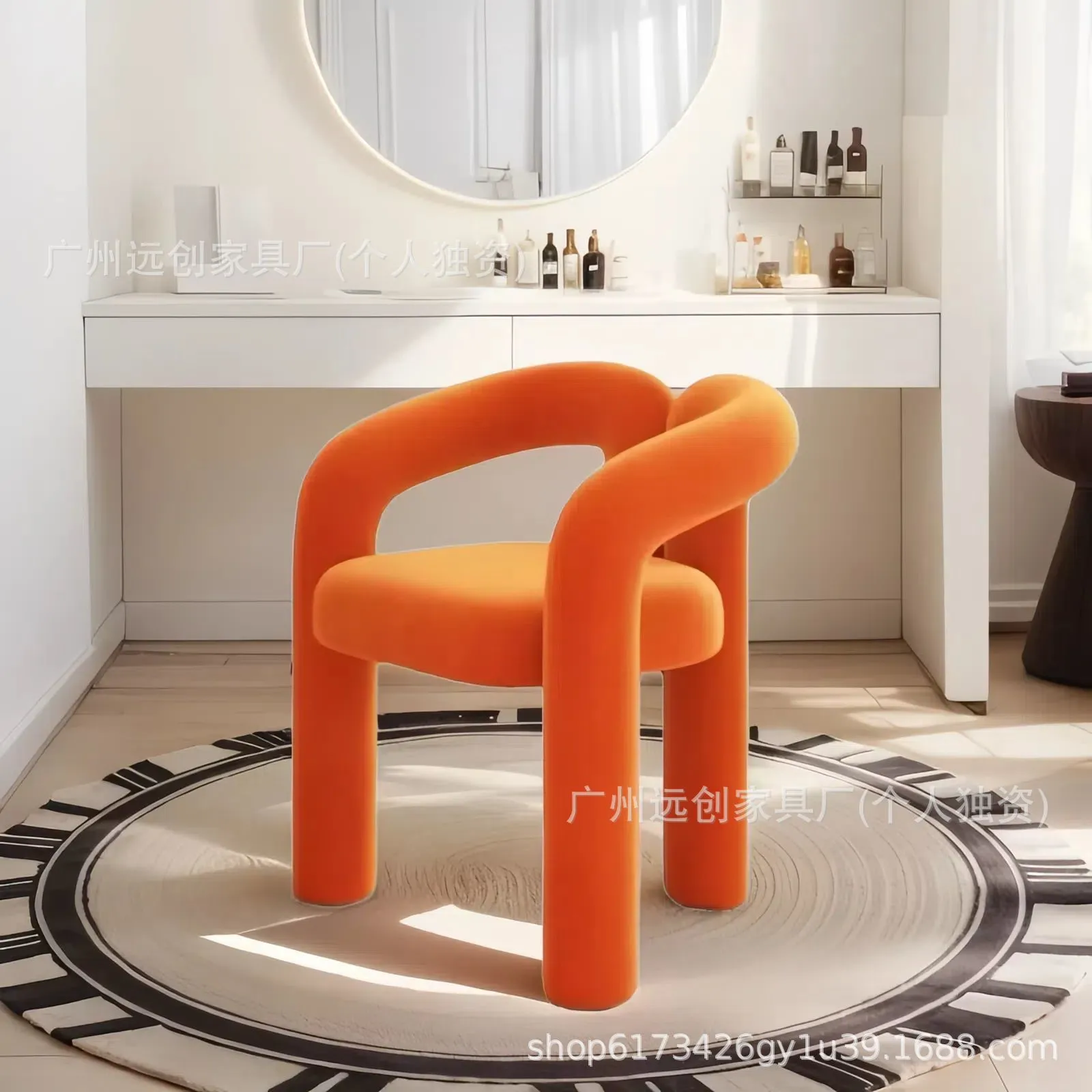 Modern Manicure Chair Light Luxury Cream Makeup Stool Beauty Salon Chair with Backrest Dressing Chair for Bedroom Home Internet Celebrity Style thumbnail 7