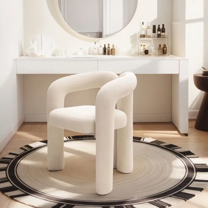Modern Manicure Chair Light Luxury Cream Makeup Stool Beauty Salon Chair with Backrest Dressing Chair for Bedroom Home Internet Celebrity Style