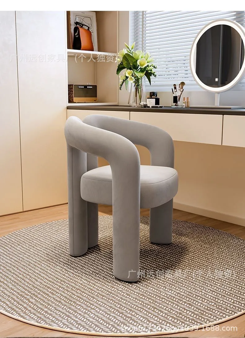 Modern Manicure Chair Light Luxury Cream Makeup Stool Beauty Salon Chair with Backrest Dressing Chair for Bedroom Home Internet Celebrity Style showcase 11