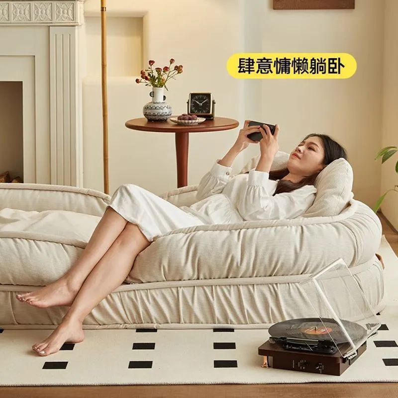 Foldable Lazy Sofa Bed Tatami Floor Chair - Comfortable Lounger for Living Room, Bedroom, Balcony - Single Person Recliner for Relaxing and Sleeping thumbnail 3