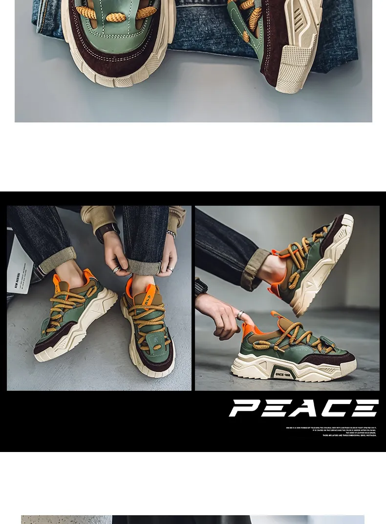 Men's Thick Sole White Casual Running Shoes - 2025 Spring Fashion Sneakers - Hong Kong Style Height Increasing Dad Shoes - Comfortable Sport Trbottomy showcase 15