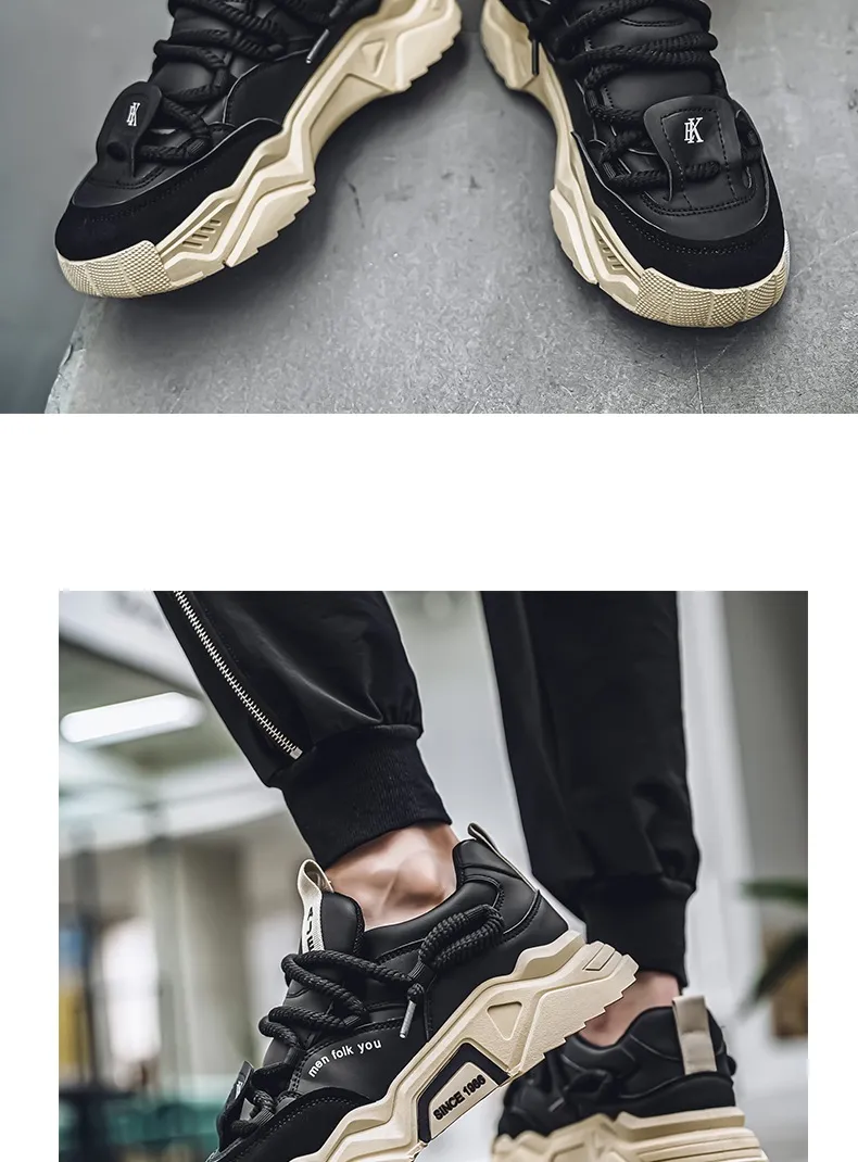 Men's Thick Sole White Casual Running Shoes - 2025 Spring Fashion Sneakers - Hong Kong Style Height Increasing Dad Shoes - Comfortable Sport Trbottomy showcase 19