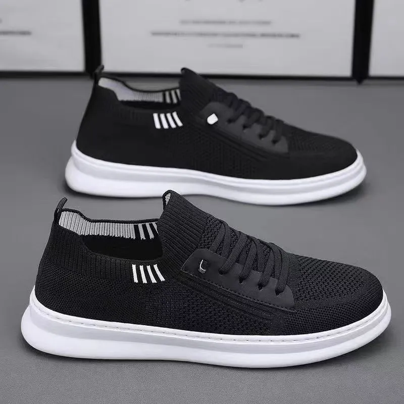 Men's Summer Breathable Mesh Shoes - Casual Sports, Trendy, Soft Sole, Deodorant, Lightweight Black Flats for Everyday Wear thumbnail 7