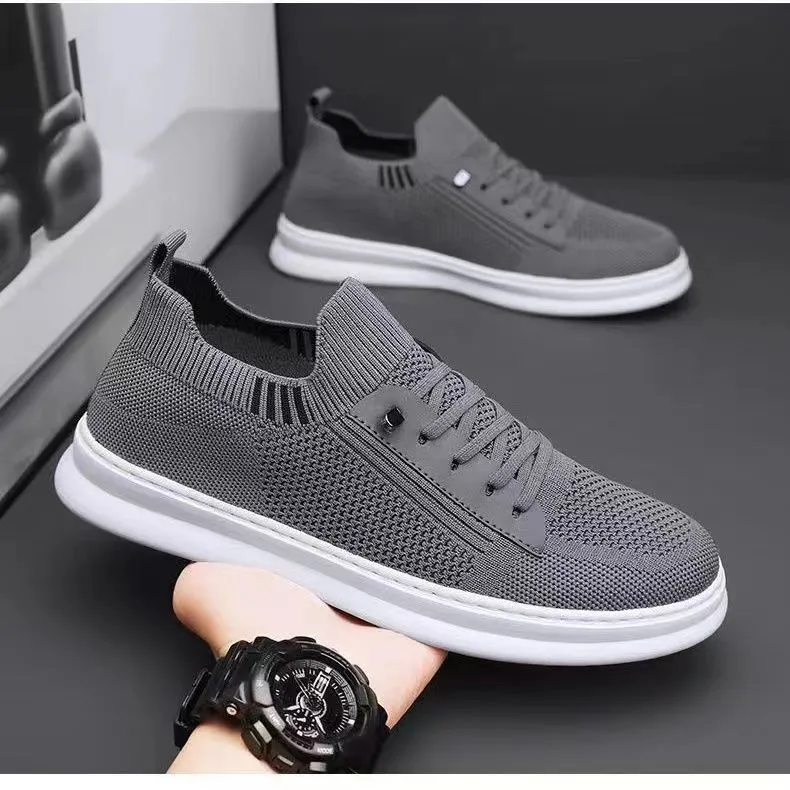 Men's Summer Breathable Mesh Shoes - Casual Sports, Trendy, Soft Sole, Deodorant, Lightweight Black Flats for Everyday Wear thumbnail 2