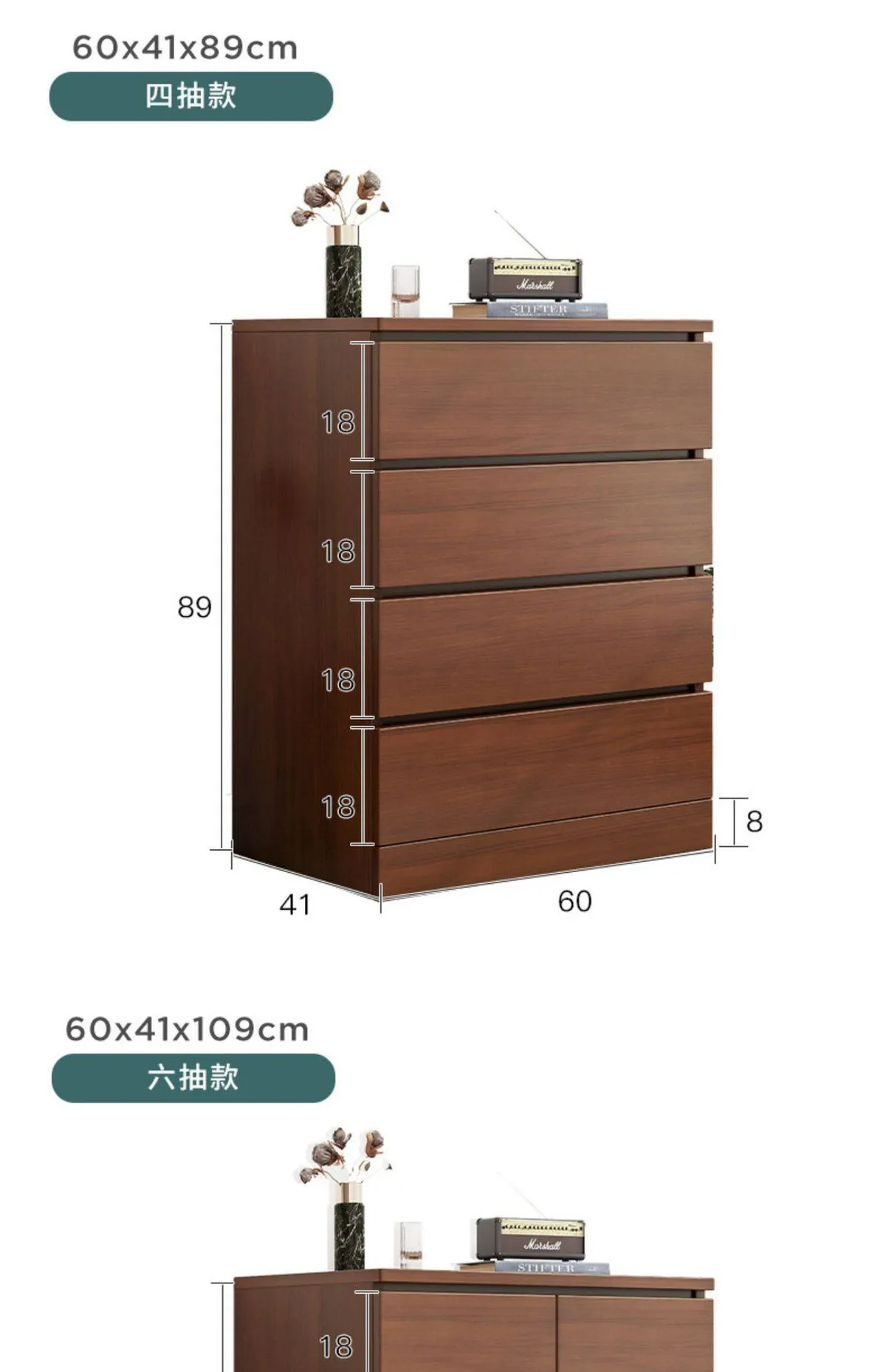 Bedroom Bedside Storage Cabinet Chest of Drawers Organizer, 5-Drawer Dresser, Living Room 6-Drawer Storage Unit, Modern Furniture for Home Organization showcase 13