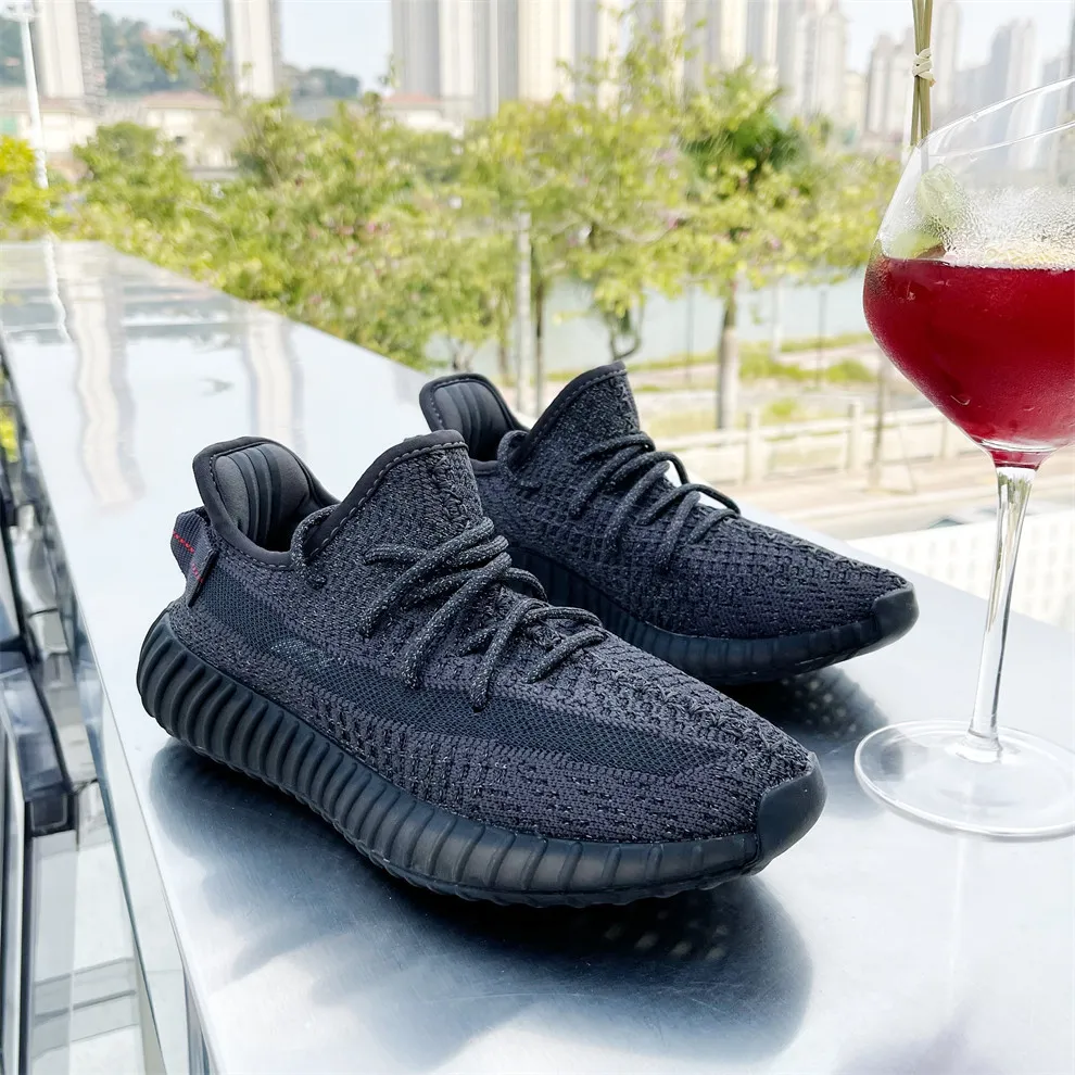 Men's and Women's Coconut 350 Sneakers - Breathable Summer Casual Sports Shoes - High Version Trendy Couple Shoes - Black Geezy Putian Style thumbnail 1