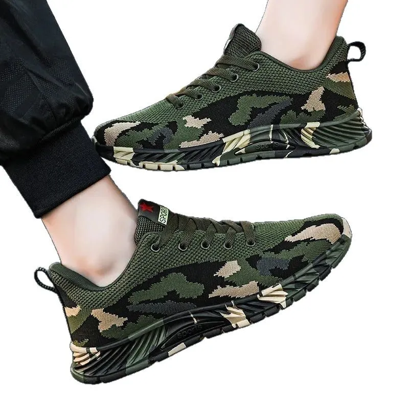 Camouflage Sneakers for Men and Women - Outdoor Hiking, Construction, Work Shoes - All Season, Spring, Summer, Autumn, Winter - Olive Green thumbnail 5