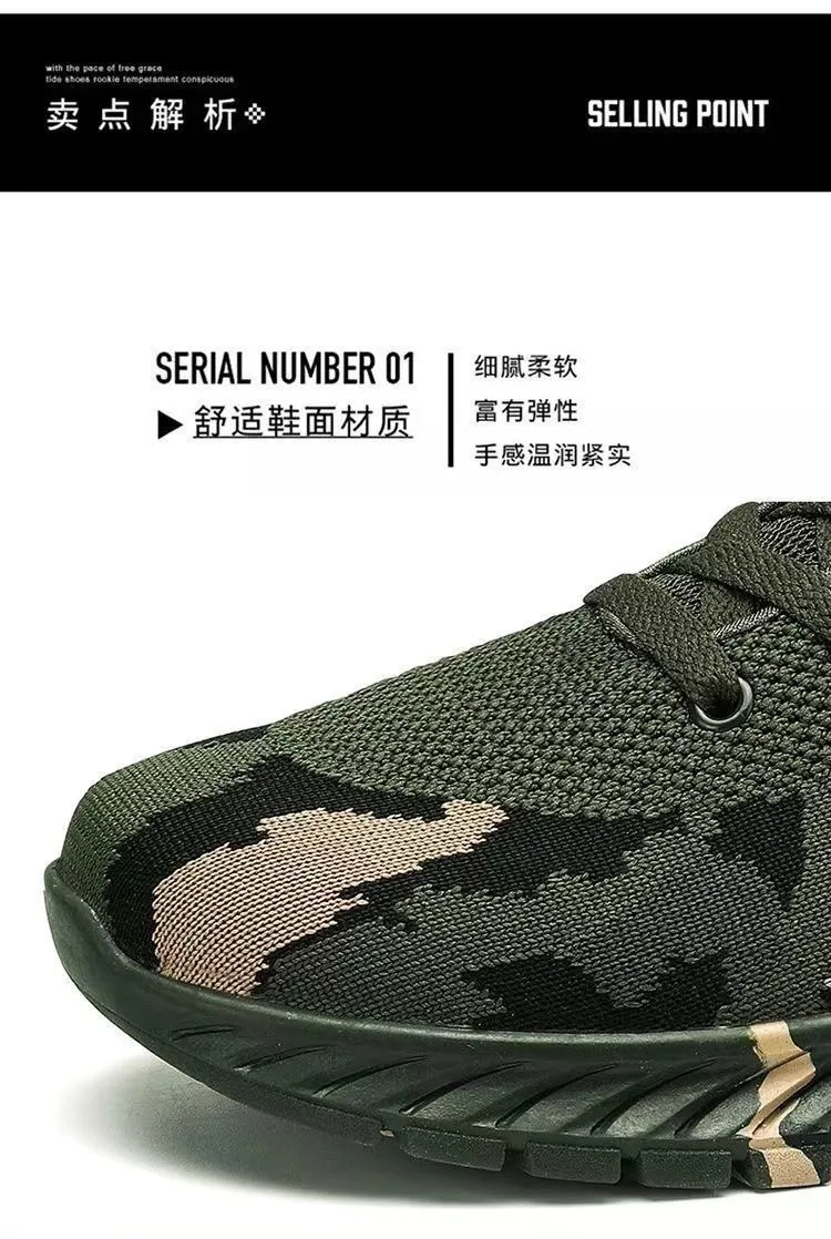 Camouflage Sneakers for Men and Women - Outdoor Hiking, Construction, Work Shoes - All Season, Spring, Summer, Autumn, Winter - Olive Green showcase 6