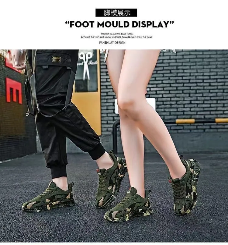 Camouflage Sneakers for Men and Women - Outdoor Hiking, Construction, Work Shoes - All Season, Spring, Summer, Autumn, Winter - Olive Green showcase 9
