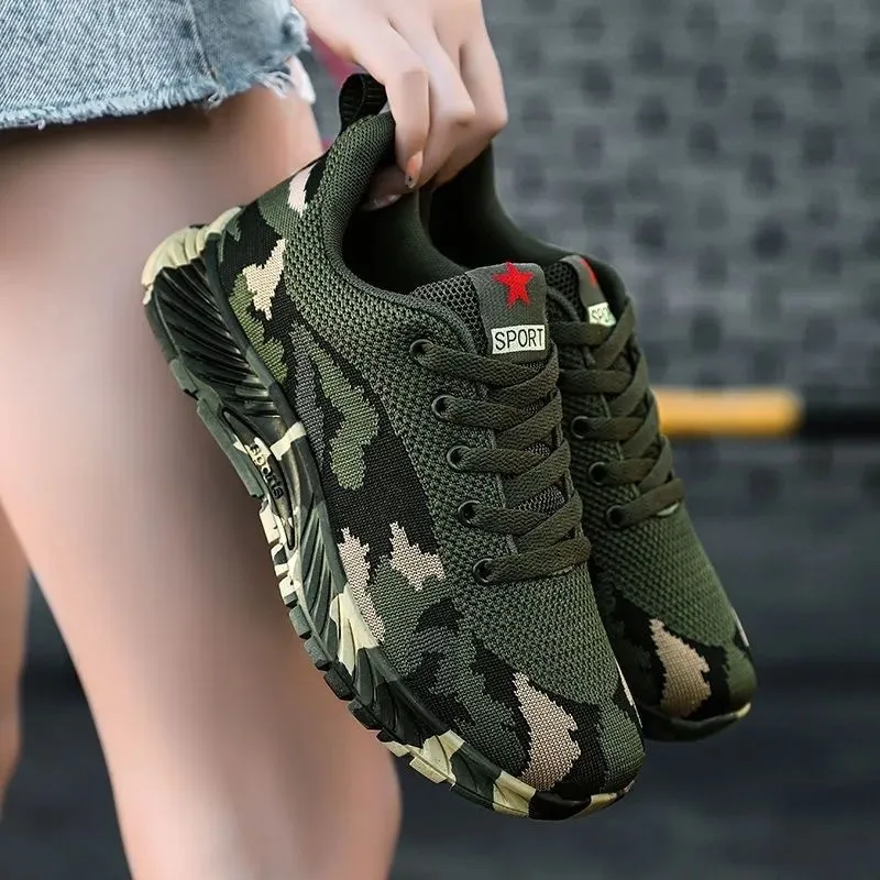 Camouflage Sneakers for Men and Women - Outdoor Hiking, Construction, Work Shoes - All Season, Spring, Summer, Autumn, Winter - Olive Green thumbnail 6