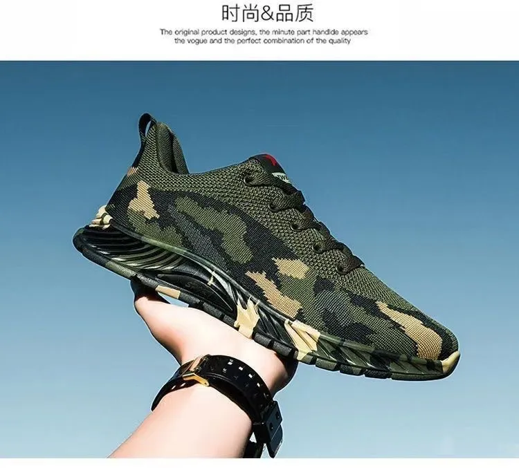 Camouflage Sneakers for Men and Women - Outdoor Hiking, Construction, Work Shoes - All Season, Spring, Summer, Autumn, Winter - Olive Green showcase 11