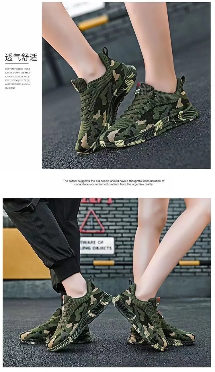 Camouflage Sneakers for Men and Women - Outdoor Hiking, Construction, Work Shoes - All Season, Spring, Summer, Autumn, Winter - Olive Green showcase 15