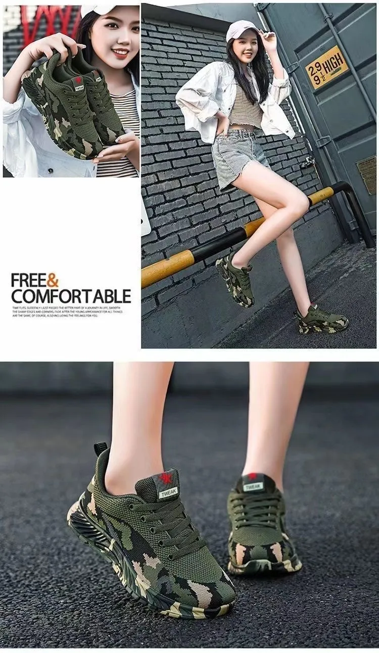 Camouflage Sneakers for Men and Women - Outdoor Hiking, Construction, Work Shoes - All Season, Spring, Summer, Autumn, Winter - Olive Green showcase 16