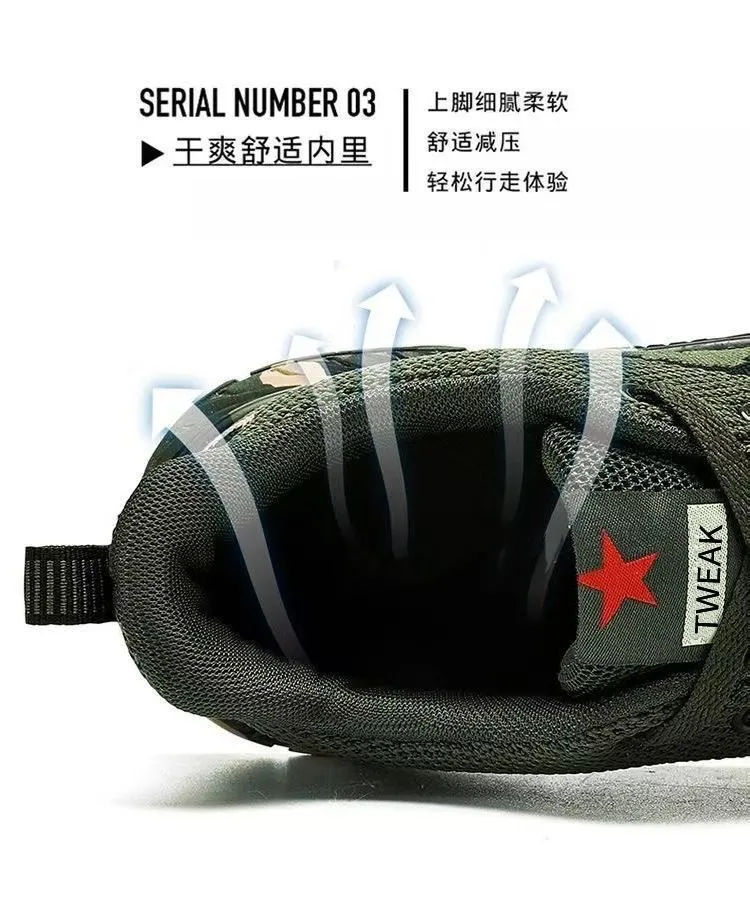 Camouflage Sneakers for Men and Women - Outdoor Hiking, Construction, Work Shoes - All Season, Spring, Summer, Autumn, Winter - Olive Green showcase 5