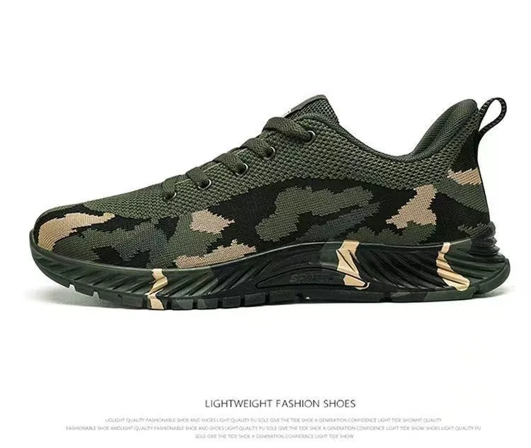 Camouflage Sneakers for Men and Women - Outdoor Hiking, Construction, Work Shoes - All Season, Spring, Summer, Autumn, Winter - Olive Green showcase 14
