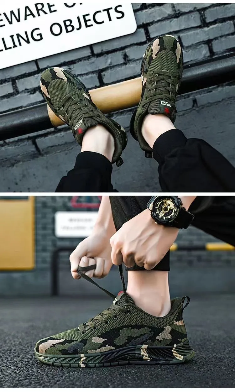 Camouflage Sneakers for Men and Women - Outdoor Hiking, Construction, Work Shoes - All Season, Spring, Summer, Autumn, Winter - Olive Green showcase 12