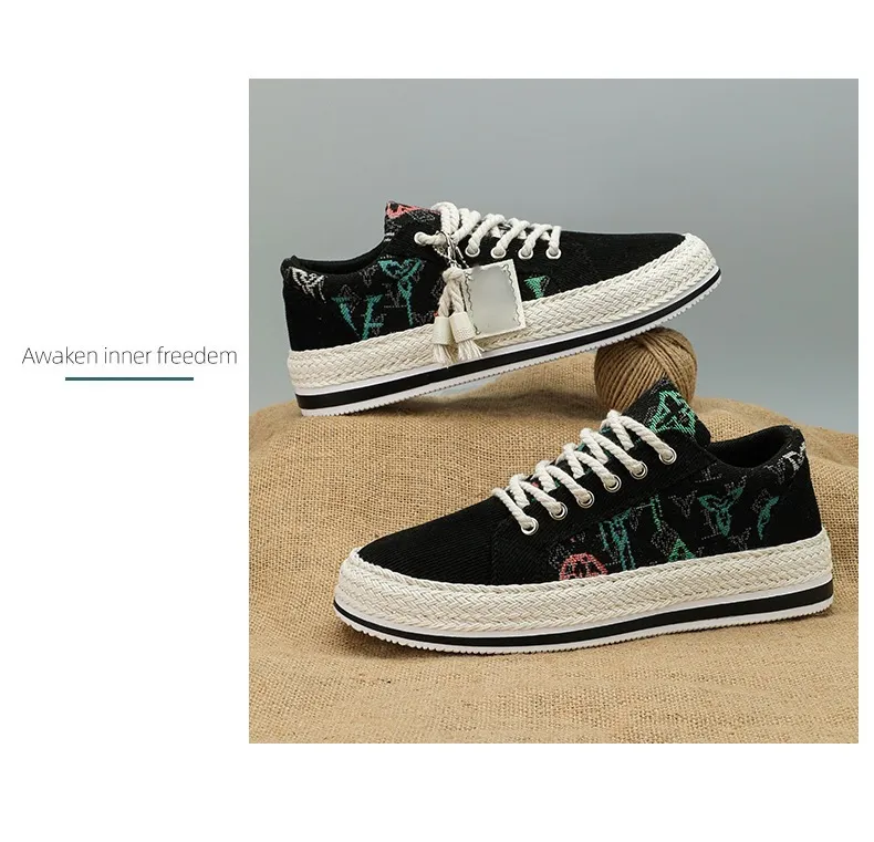 Men's Casual Canvas Shoes Breathable Lightweight Corduroy Loafers Old Beijing Style Flat Shoes Trendy Walking Sneakers for Spring showcase 20